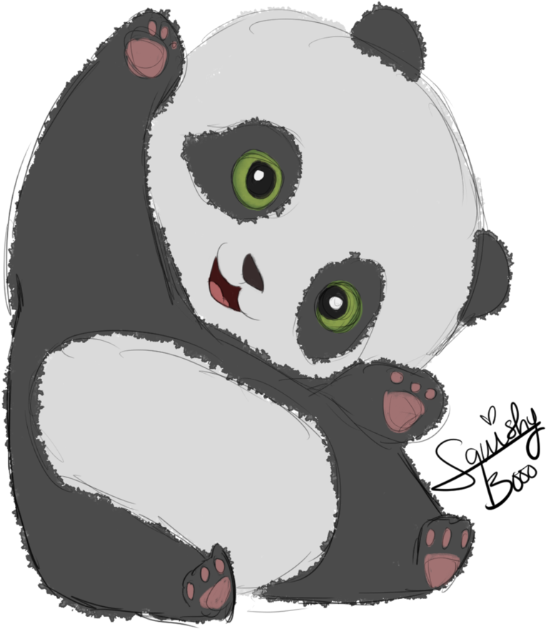 可愛的綠眼熊貓插畫 壁紙