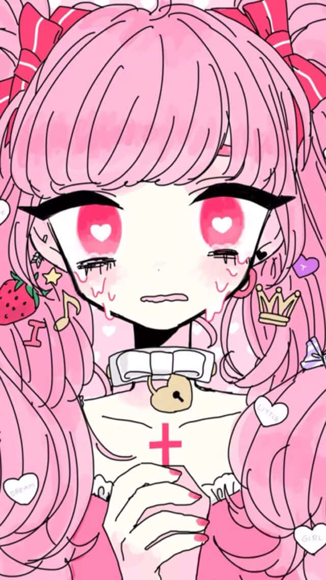 可愛粉彩哥德風動漫少女祈禱中 壁紙