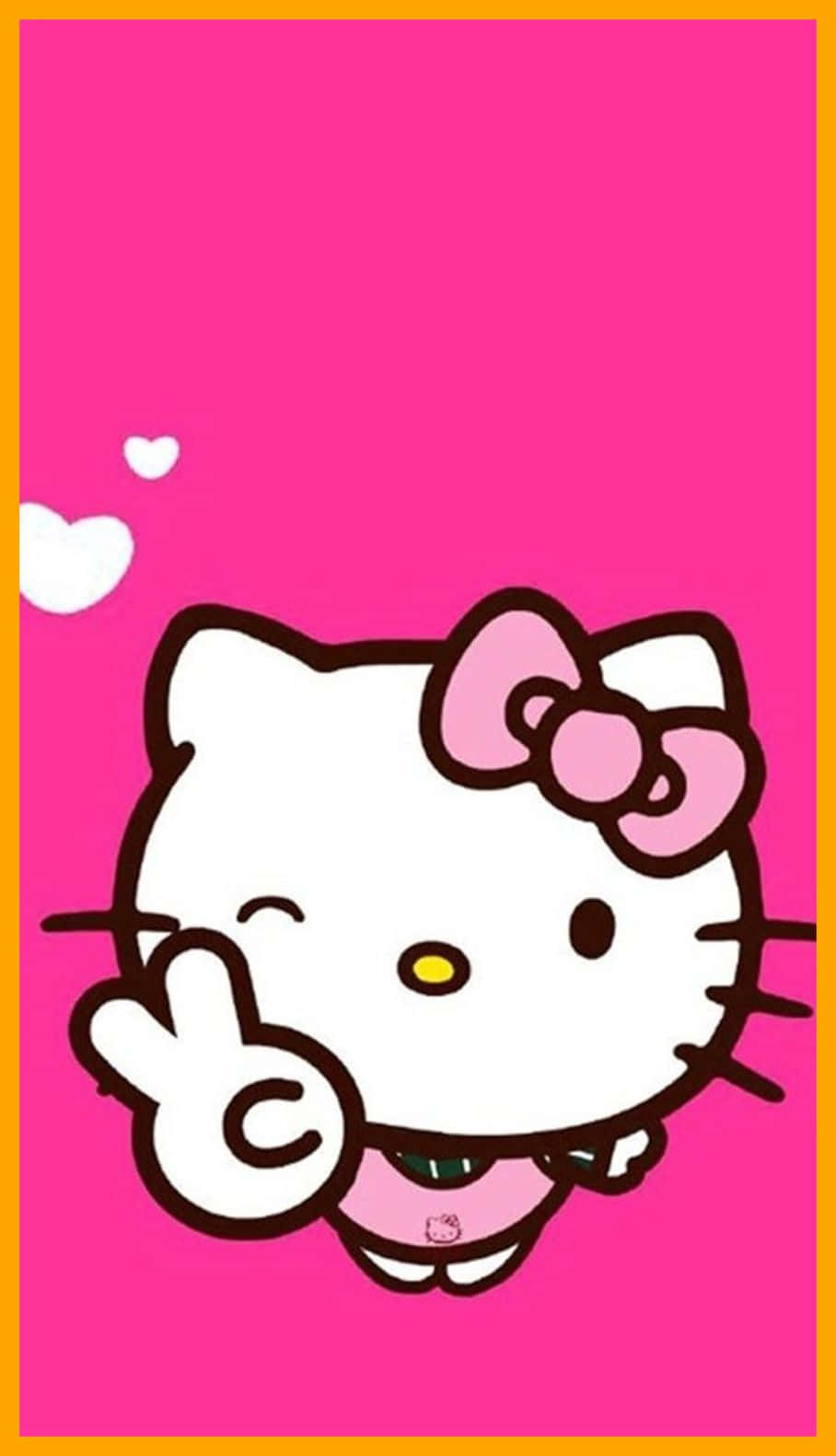 可愛粉色Hello Kitty比出和平手勢 壁紙