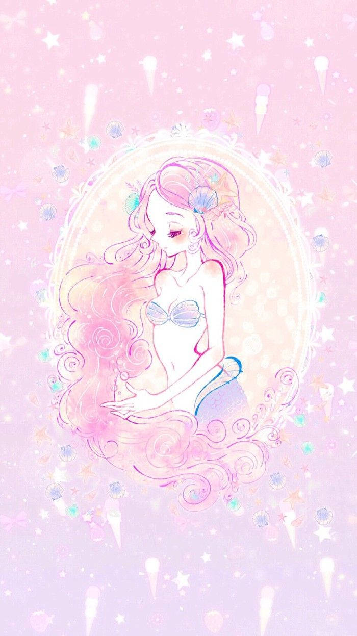 可愛粉色美人魚框架 壁紙
