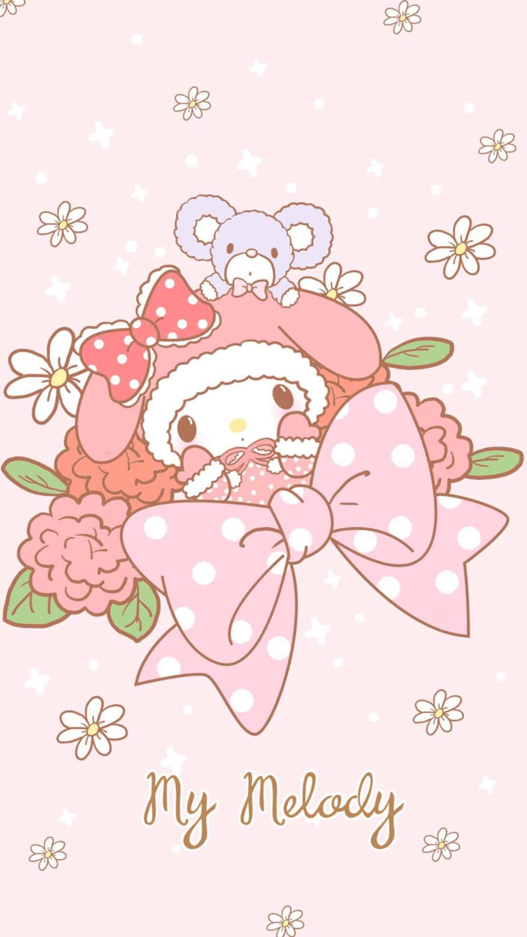 可愛美樂蒂花束 壁紙