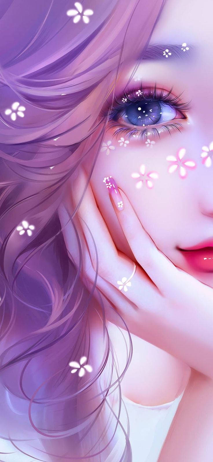 可愛花朵配件少女 壁紙