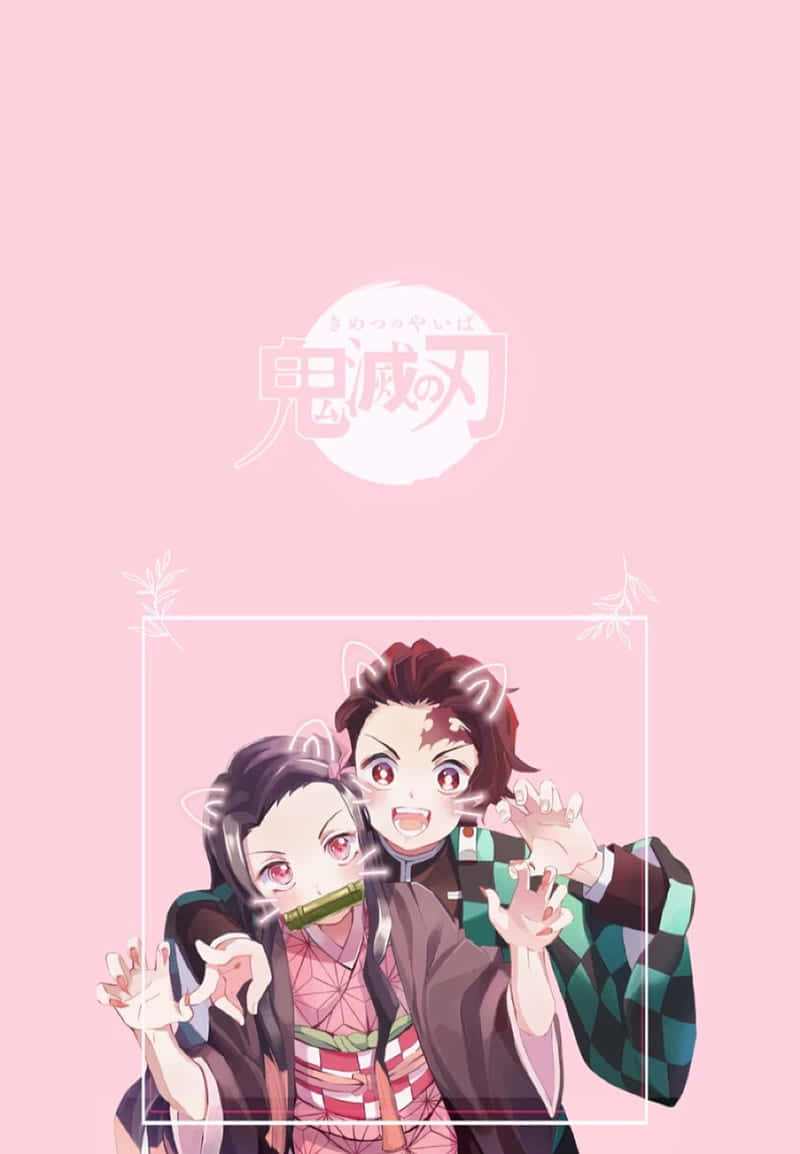 可愛鬼滅之刃角色炭治郎與禰豆子兄妹情深 壁紙