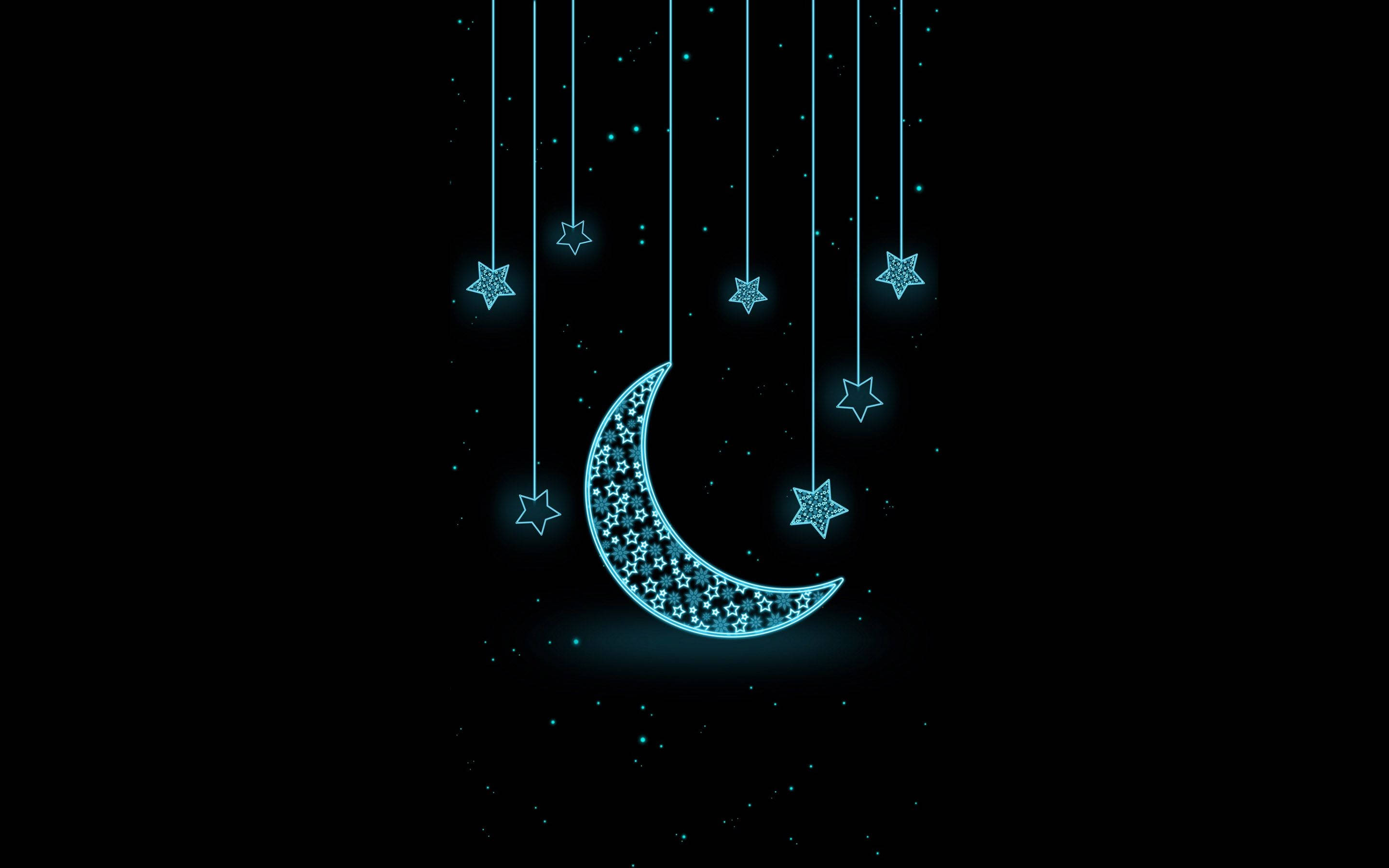可愛黑色星星與月亮 壁紙