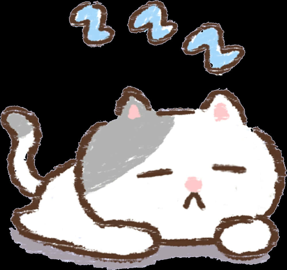 可爱猫咪睡觉涂鸦 壁紙