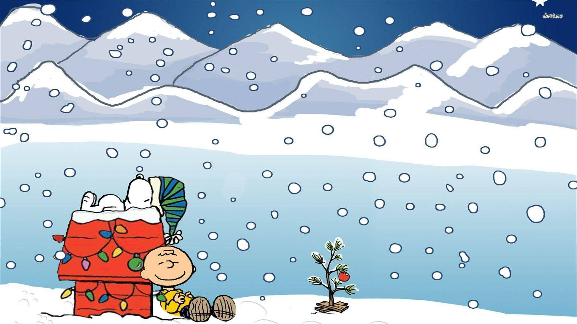 史努比圣诞户外雪景 壁紙