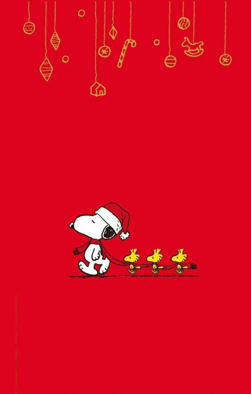 史努比圣诞红围巾 壁紙