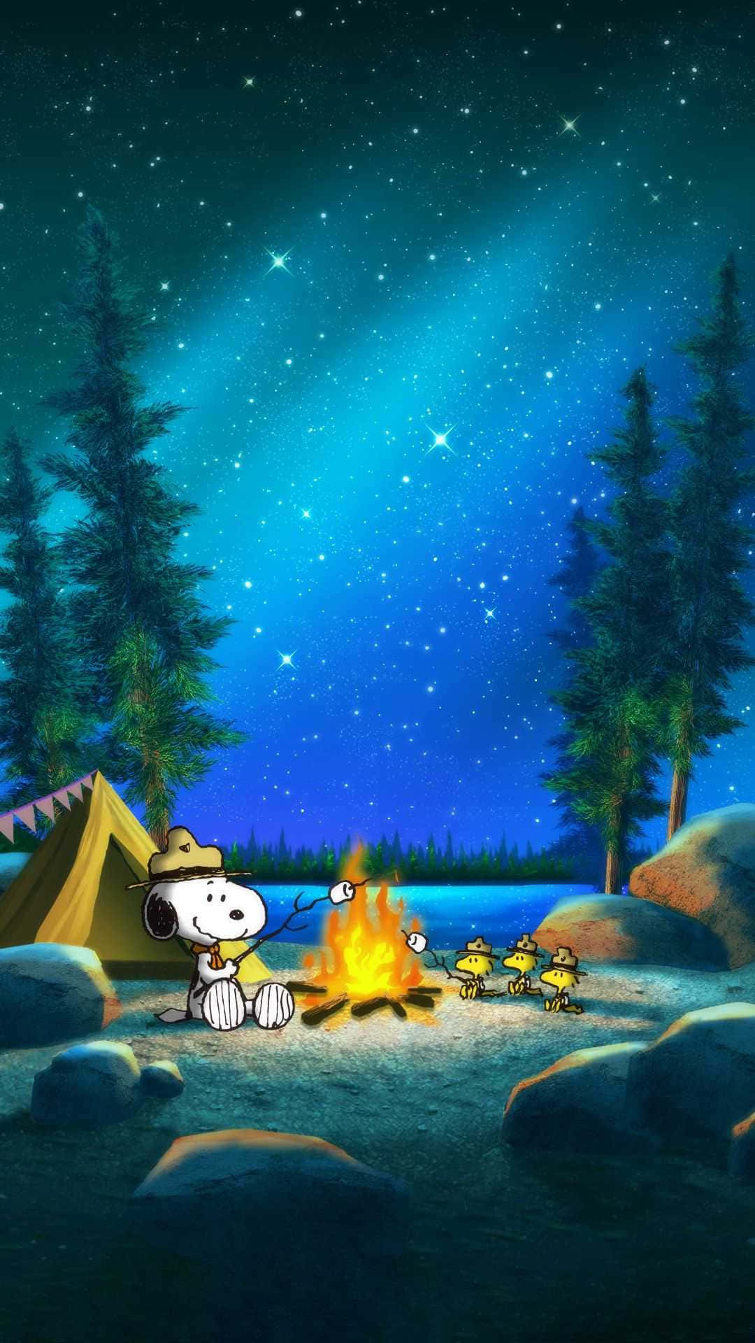 史努比篝火聖誕花生漫畫 壁紙