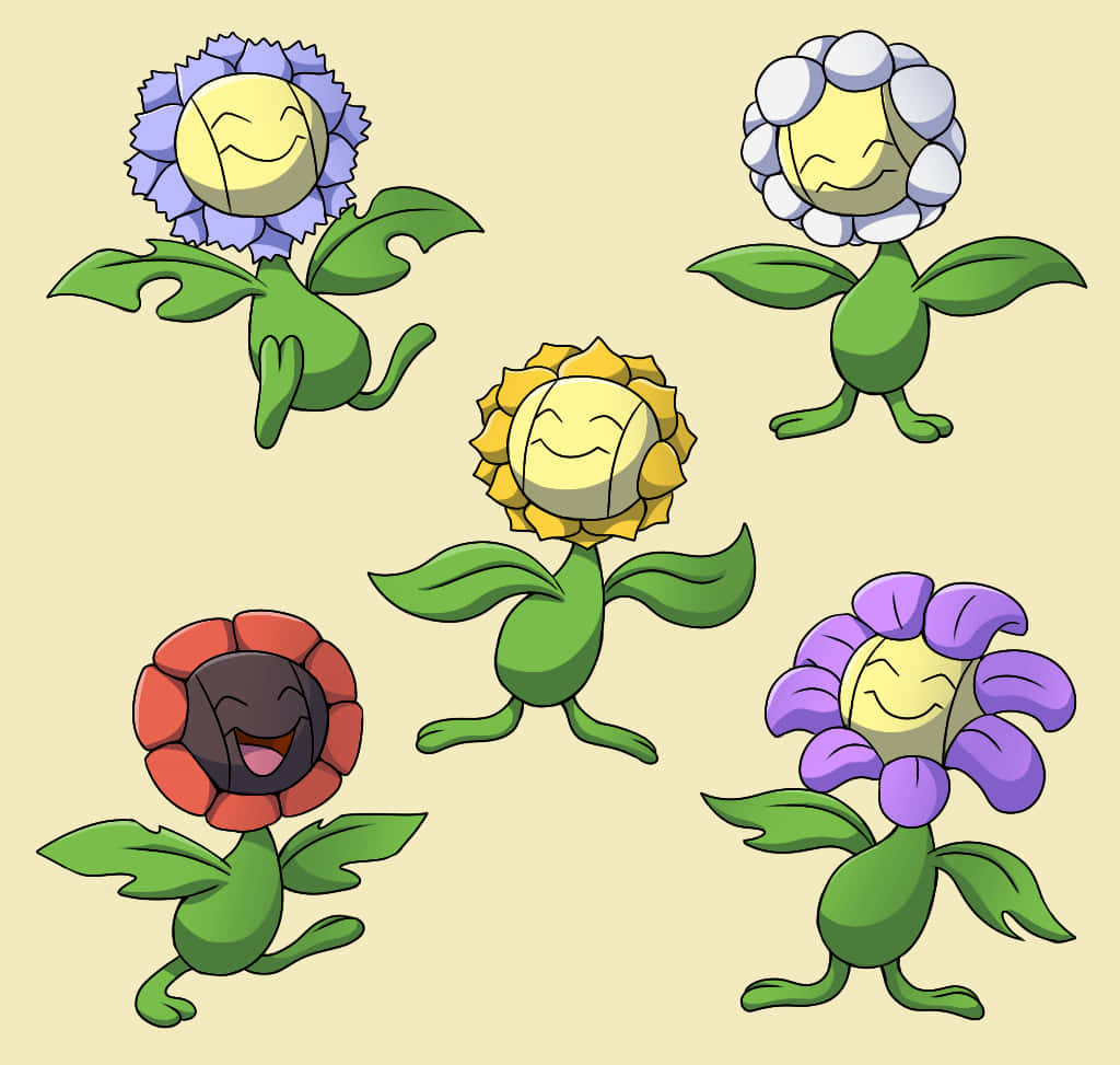 向日花怪與其他花朵變異體 壁紙