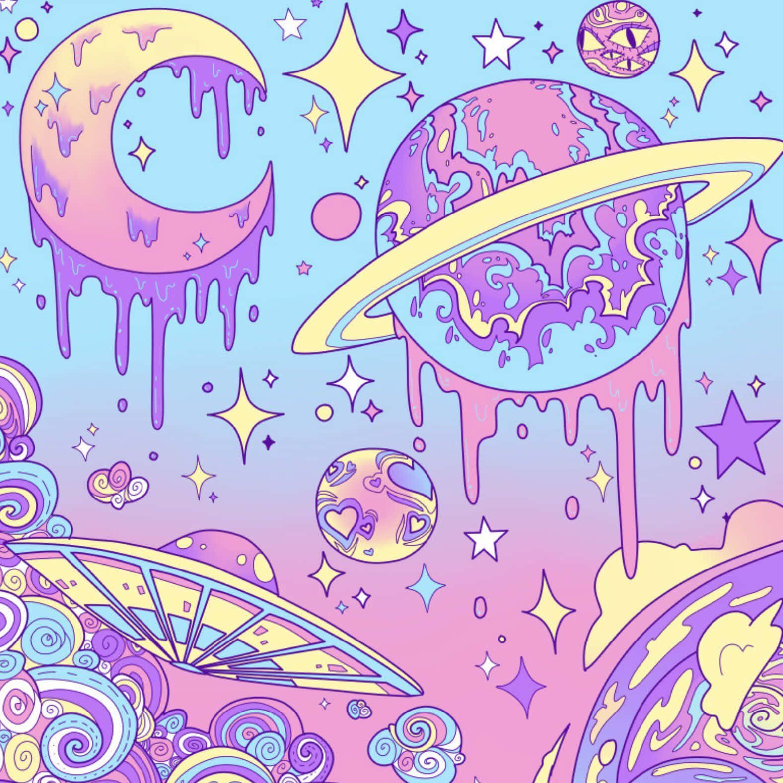 哥德式粉彩星球 壁紙
