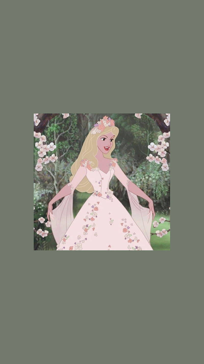 唯美卡通睡美人奥罗拉公主花裙 壁紙