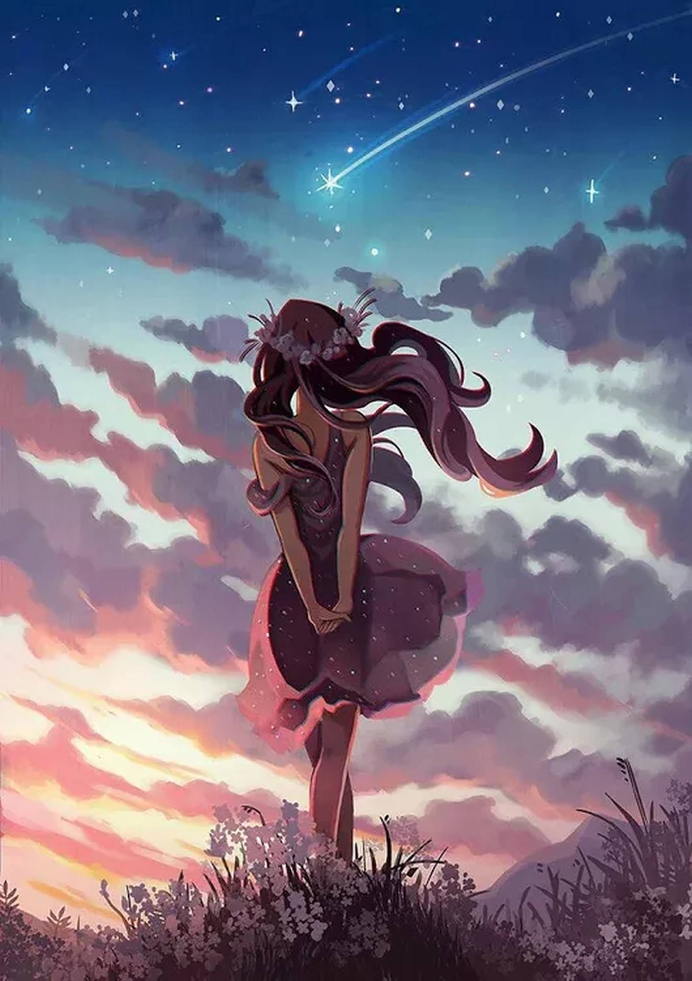 唯美女孩流星壁纸