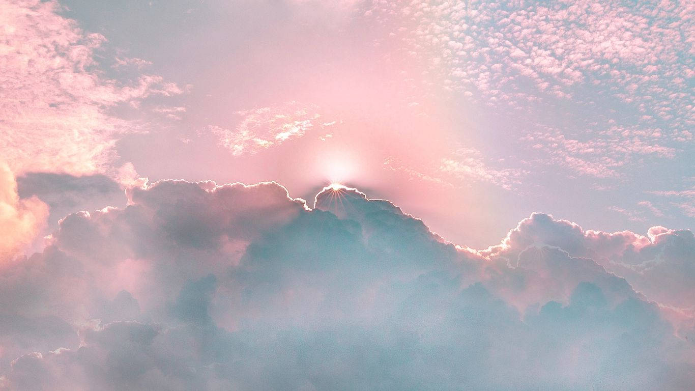 唯美雲朵粉霞 壁紙