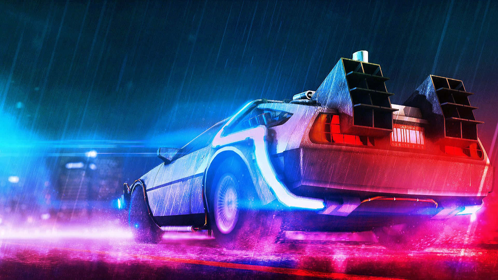 回到未來雨中汽車 壁紙