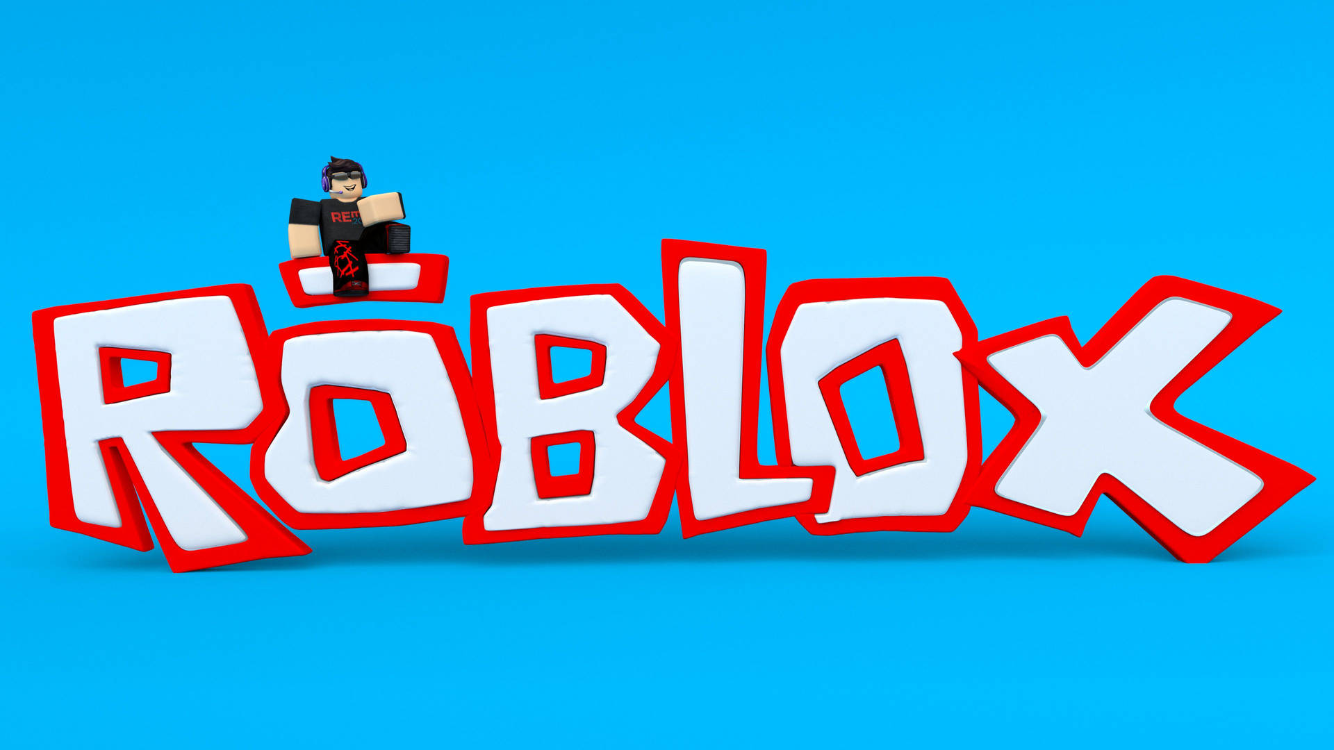 Roblox 遊戲封面的酷炫 3D 桌布，背景為藍色。