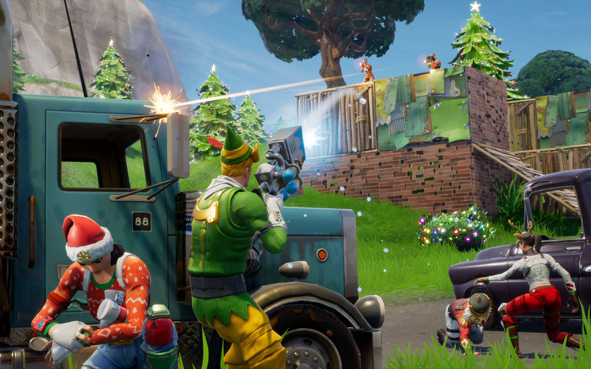 《堡垒之夜》游戏在圣诞季节的大逃杀壁纸。 — Fortnite 壁紙