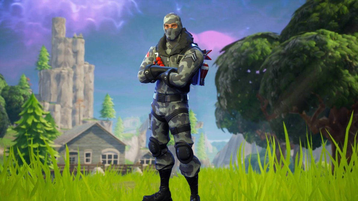 堡壘之夜遊戲中穿著大亂鬥造型的角色桌布 — Fortnite 壁紙