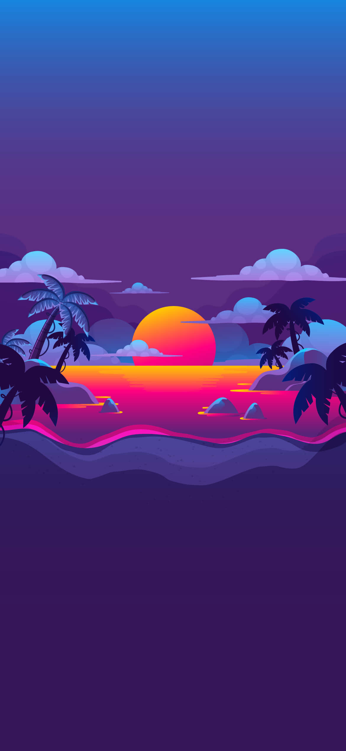 夏日海滩日落唯美图片 壁紙