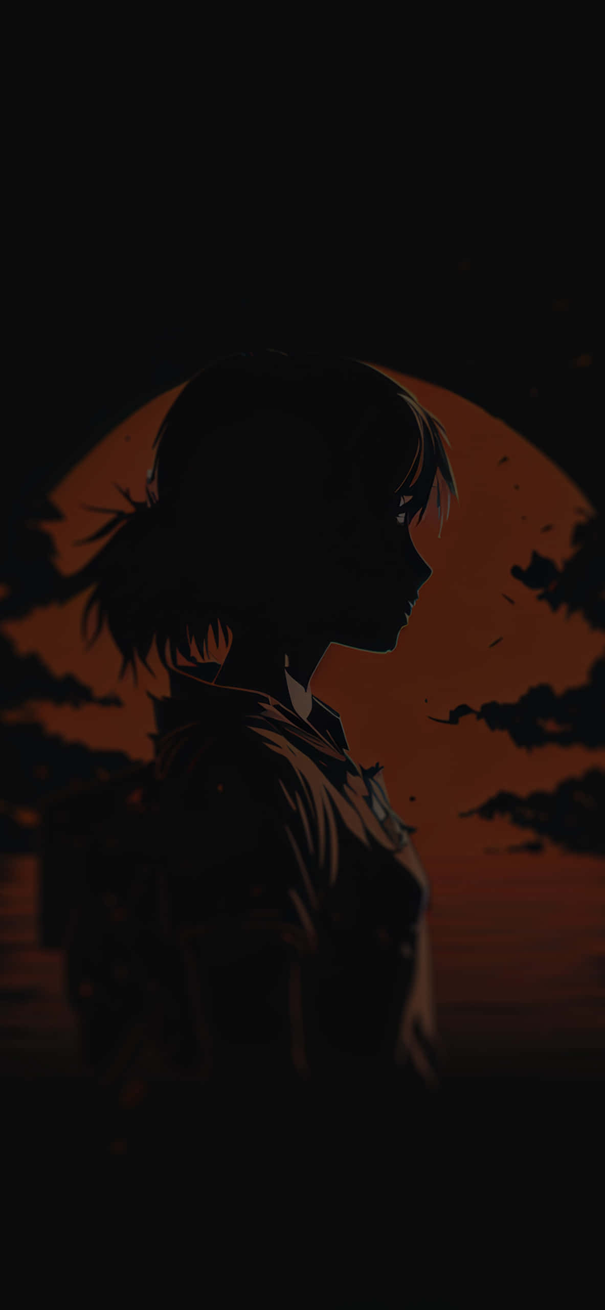 夕陽前的女子剪影 壁紙