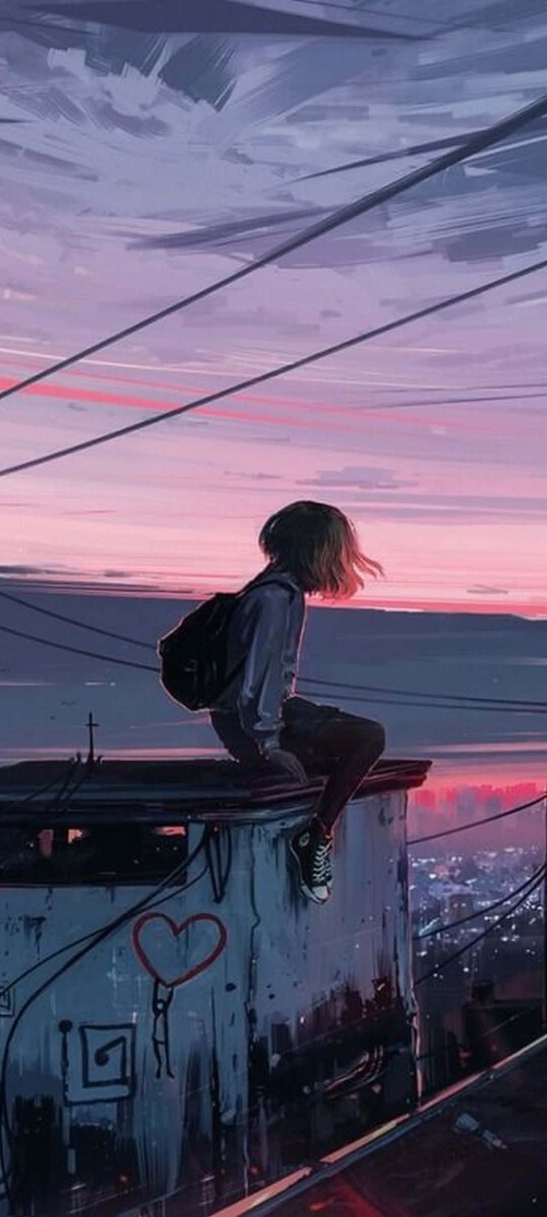 夕陽沉思_動漫風格 壁紙