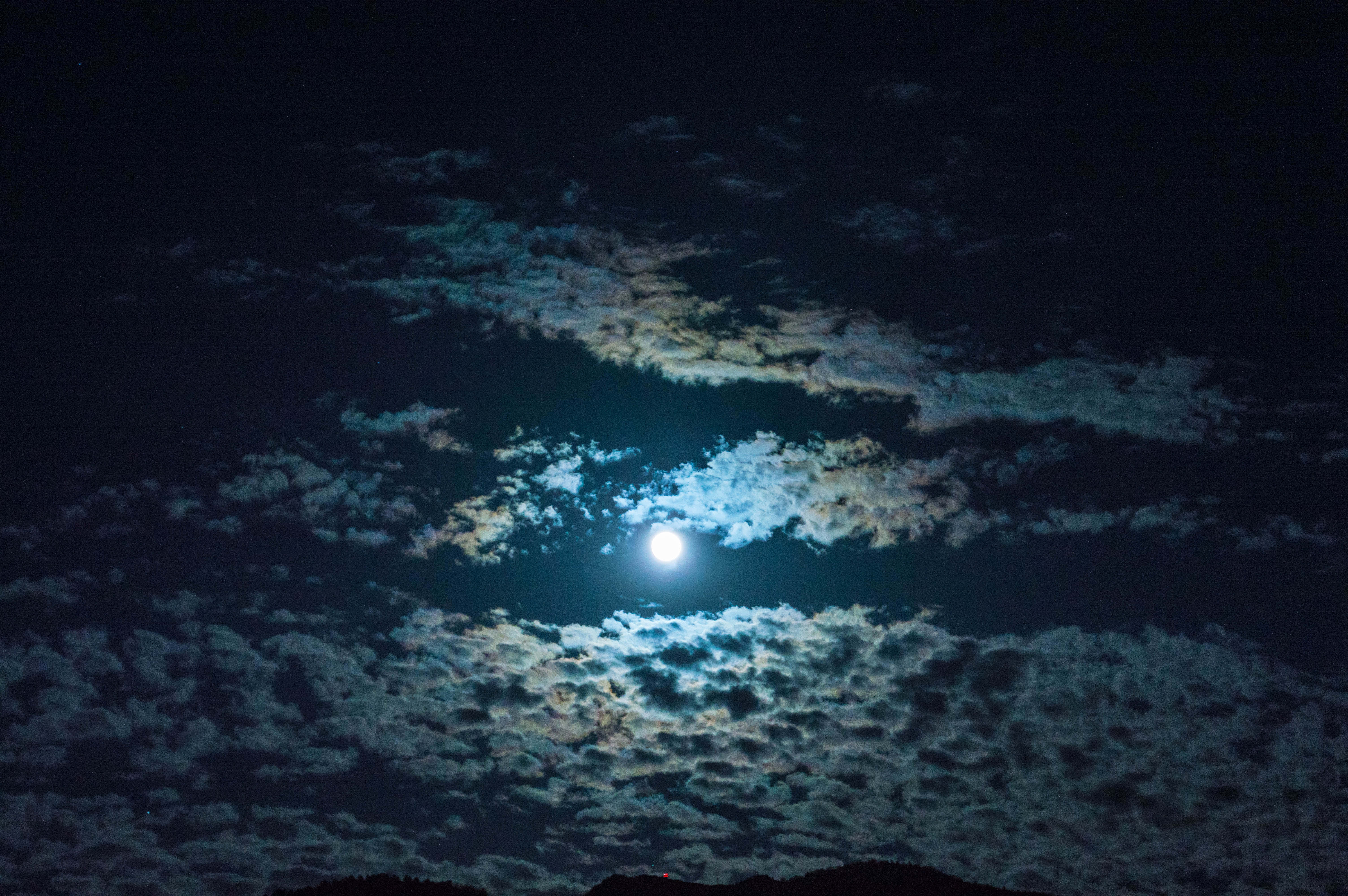 多雲夜晚月亮圖片 壁紙