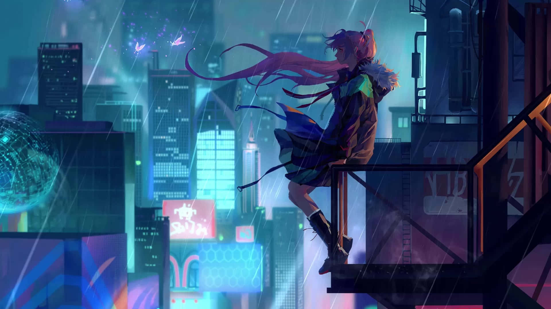 夜之边缘的动漫少女 — 動漫城市 壁紙