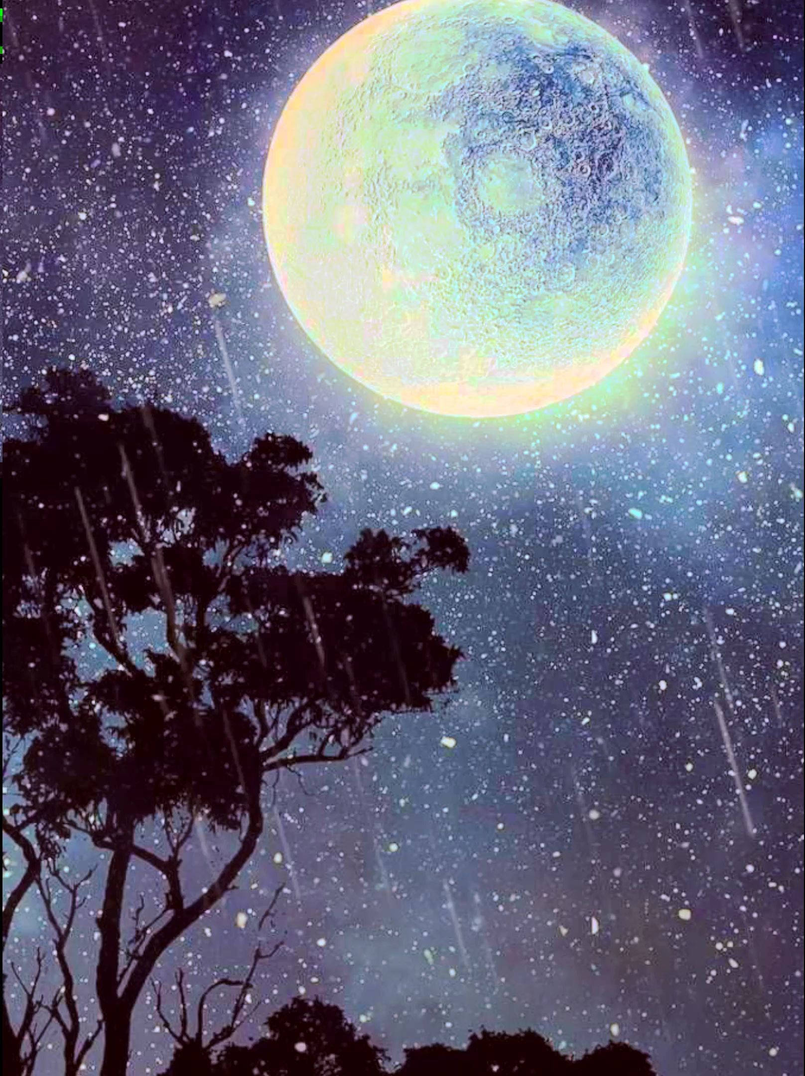 夜空中的星系之月 壁紙