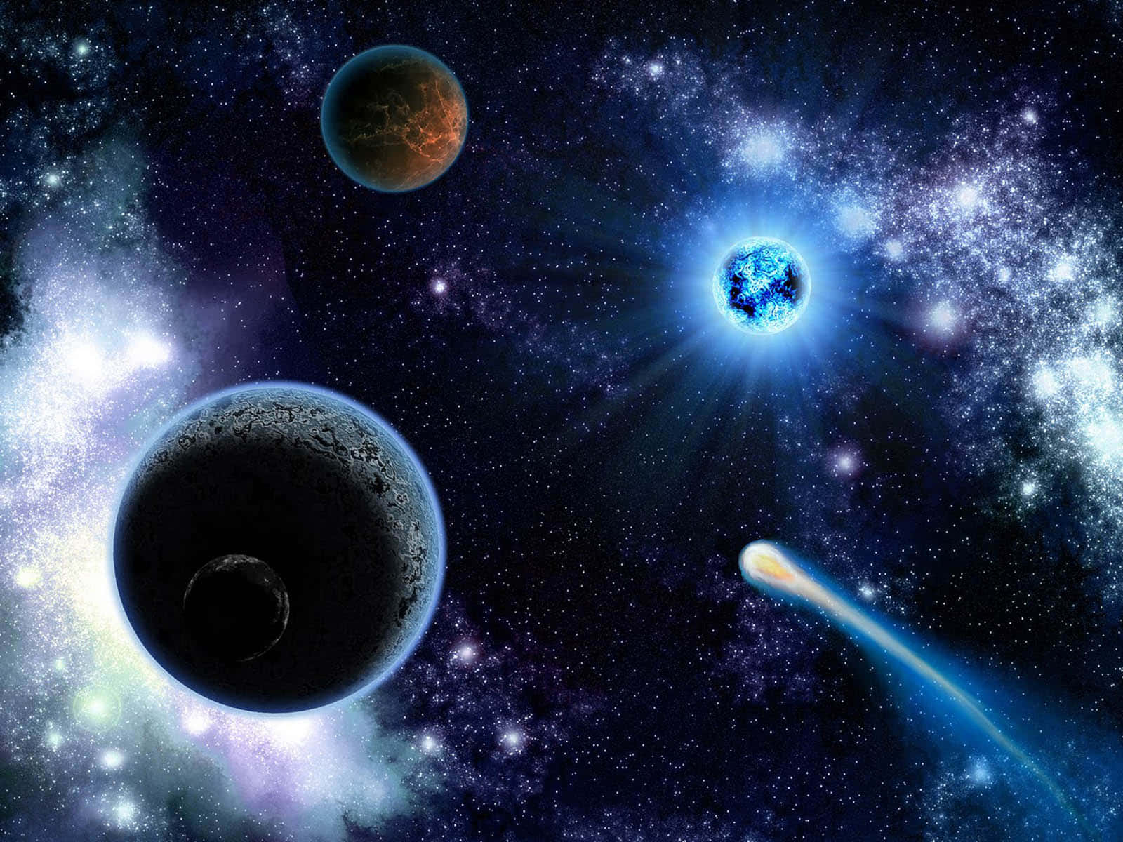 夜空中繁星點綴的銀河系外太空美景 壁紙