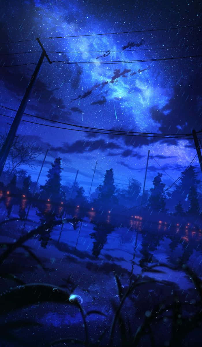 夜間動漫雨空 壁紙
