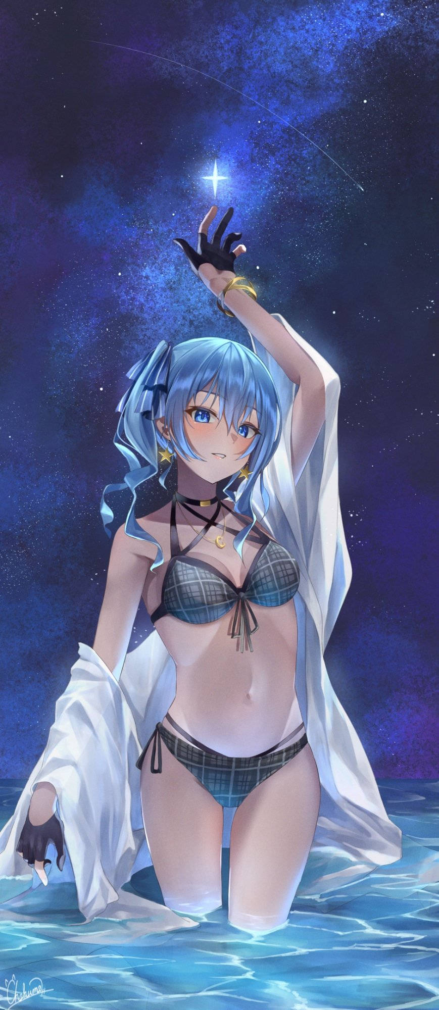 夜間比基尼動漫女孩 壁紙