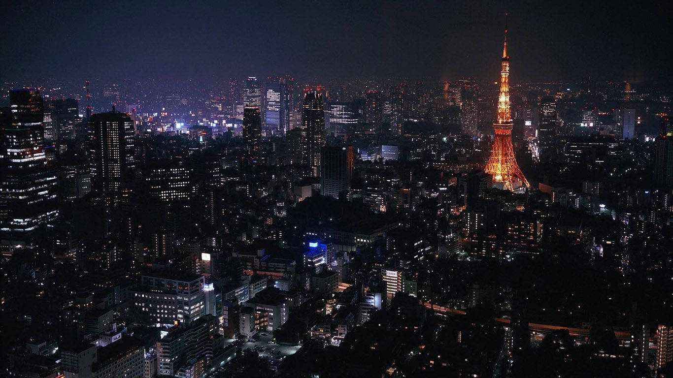 夜間點亮的東京鐵塔 壁紙