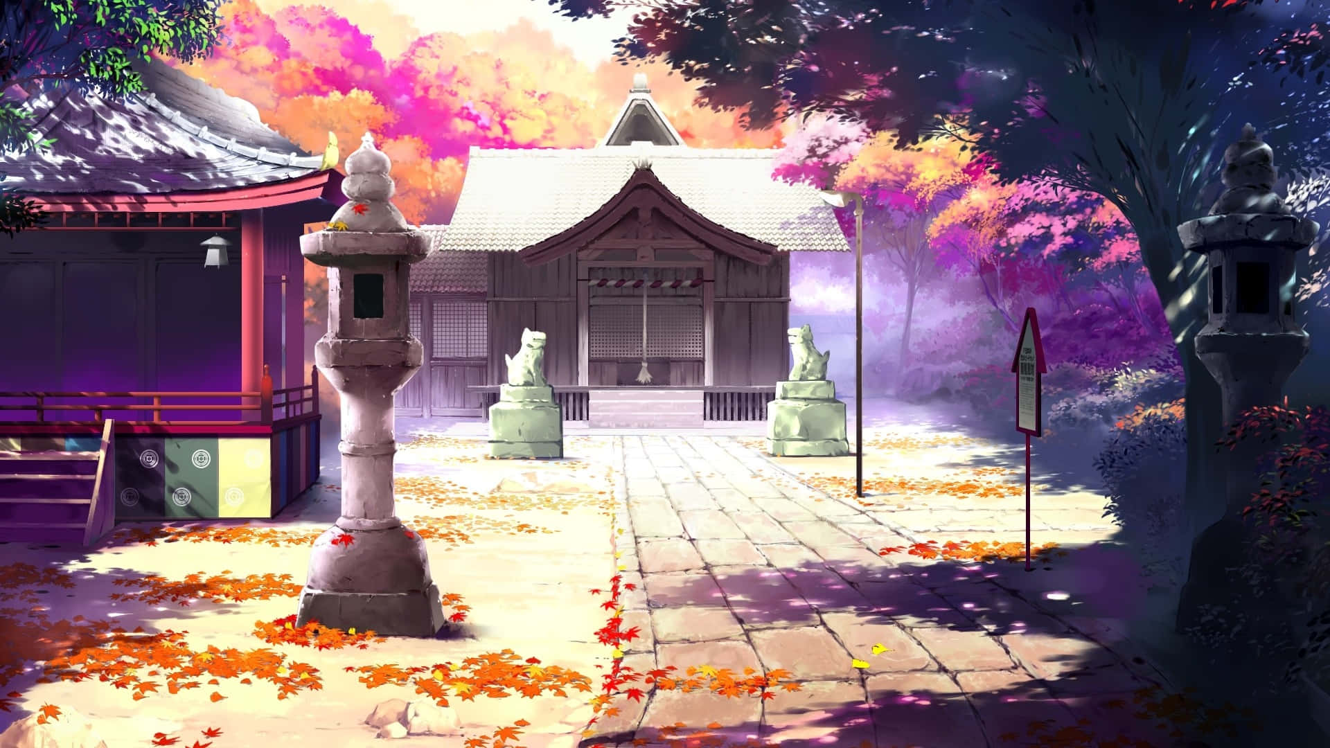 夢幻櫻花樹動漫風景 壁紙