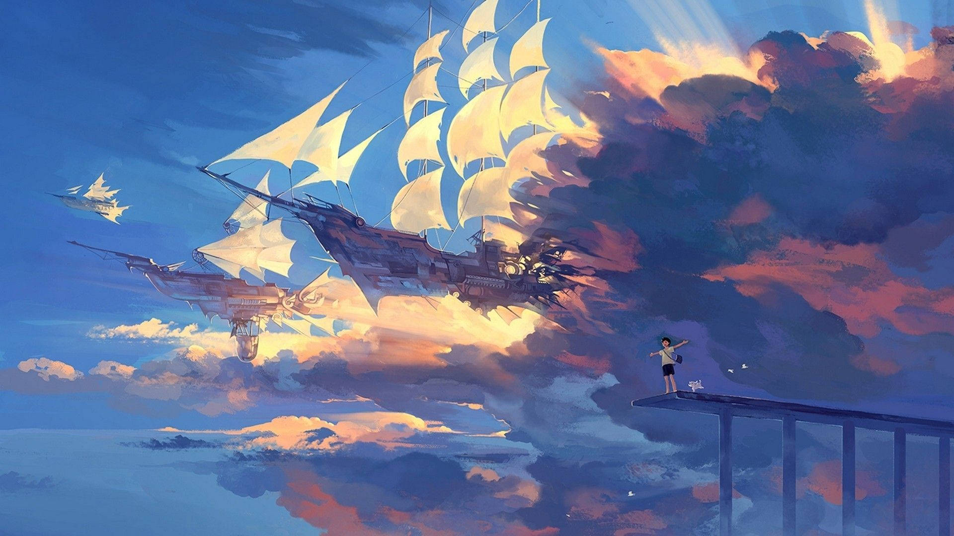 天空船美學動漫藝術桌面 — 酷炫动漫动图 壁紙