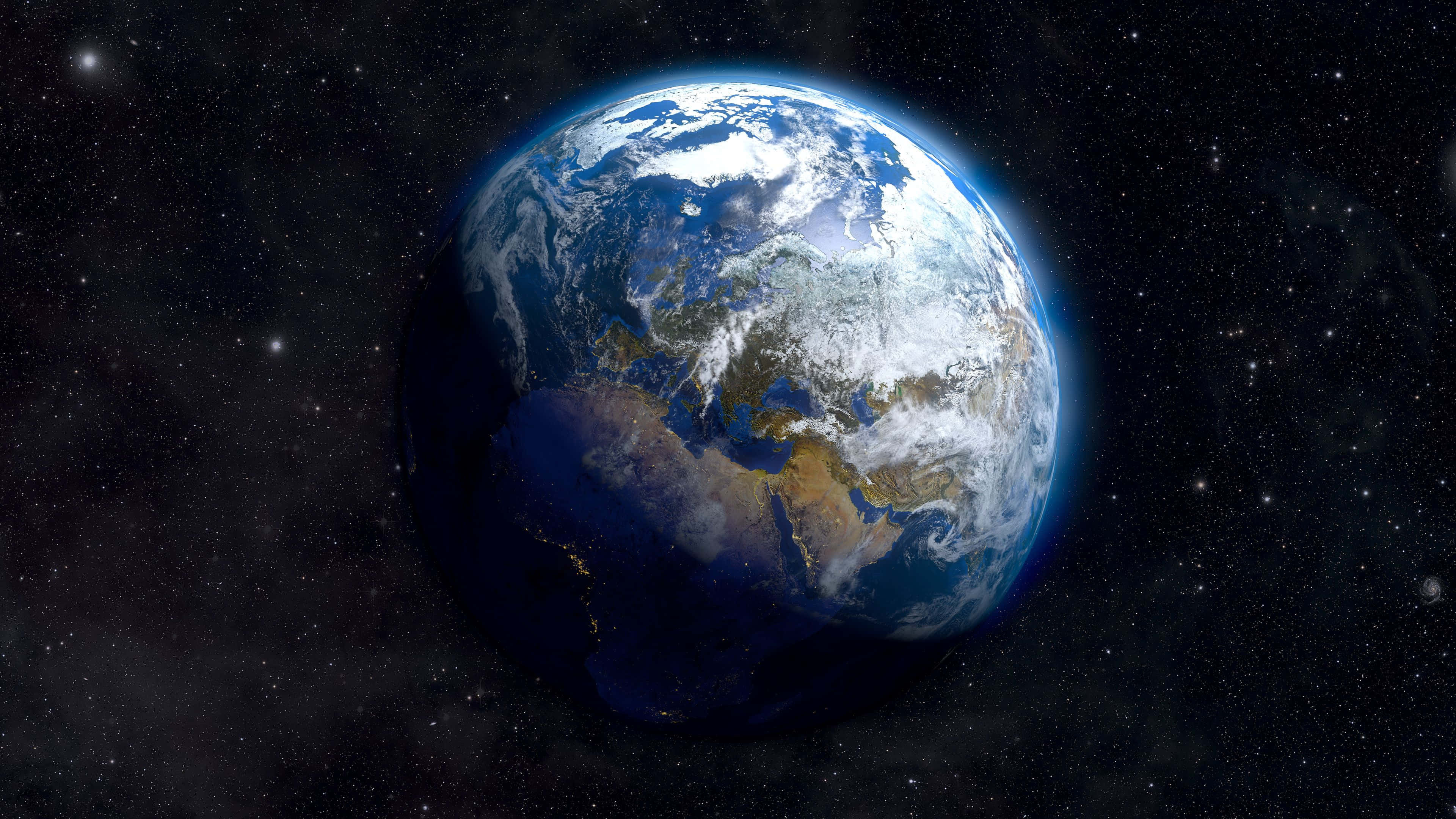 太空中繁星與行星環繞的地球 壁紙