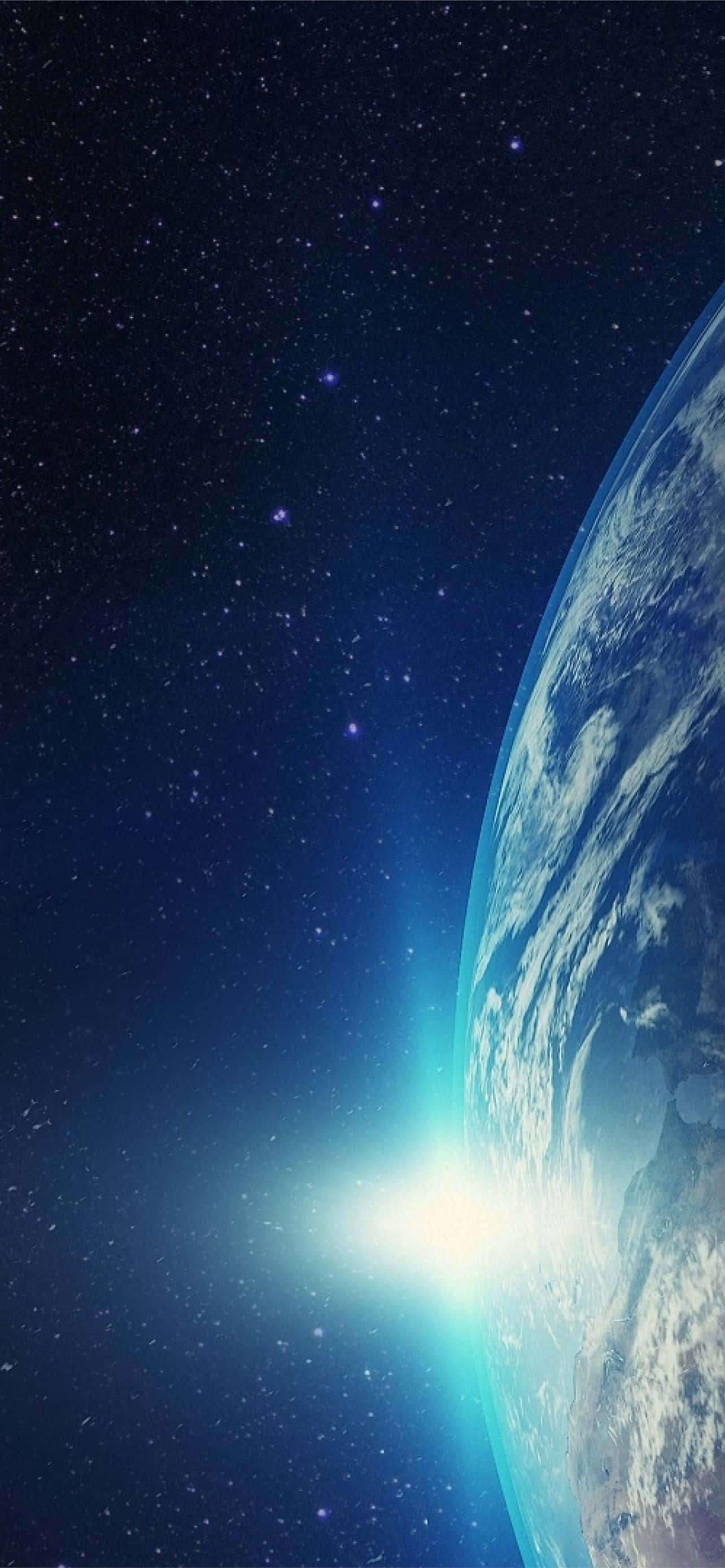 太空星辰背景中的地球與陽光 壁紙