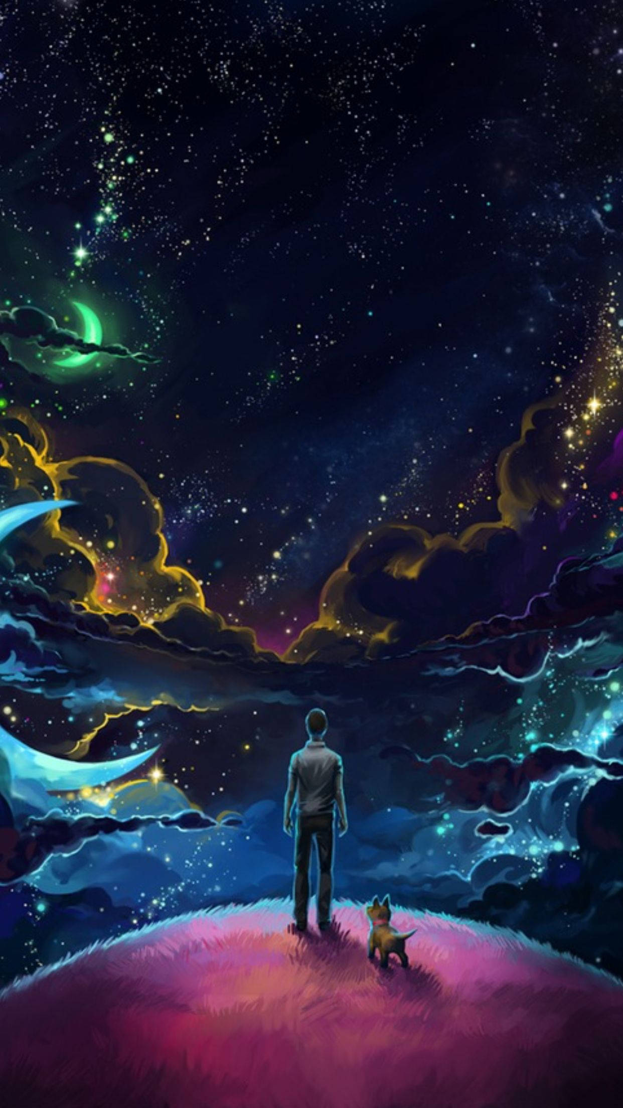太空美學新月夜 壁紙
