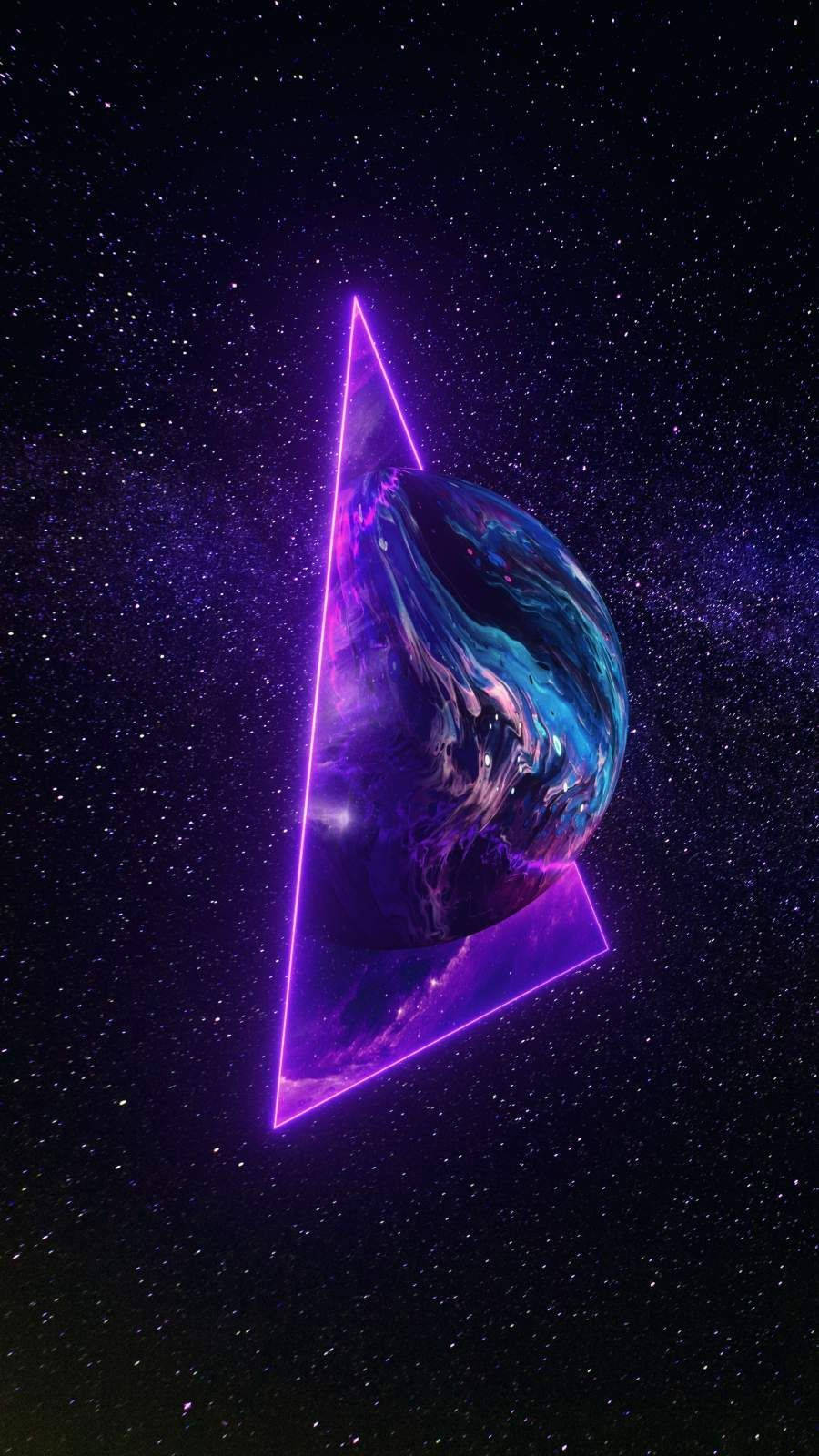 太空美學紫色三角地球 壁紙