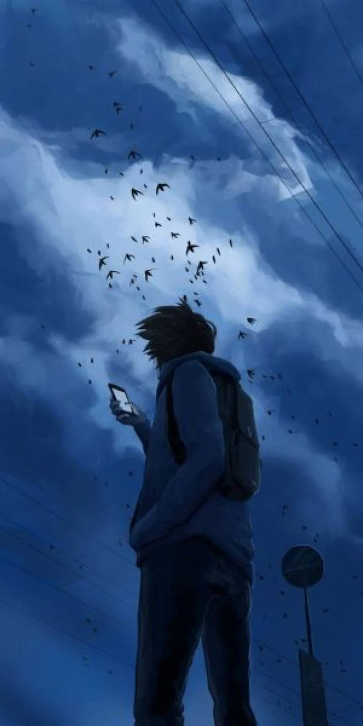 孤單少年動漫壁紙：暗夜天空下的獨行 壁紙