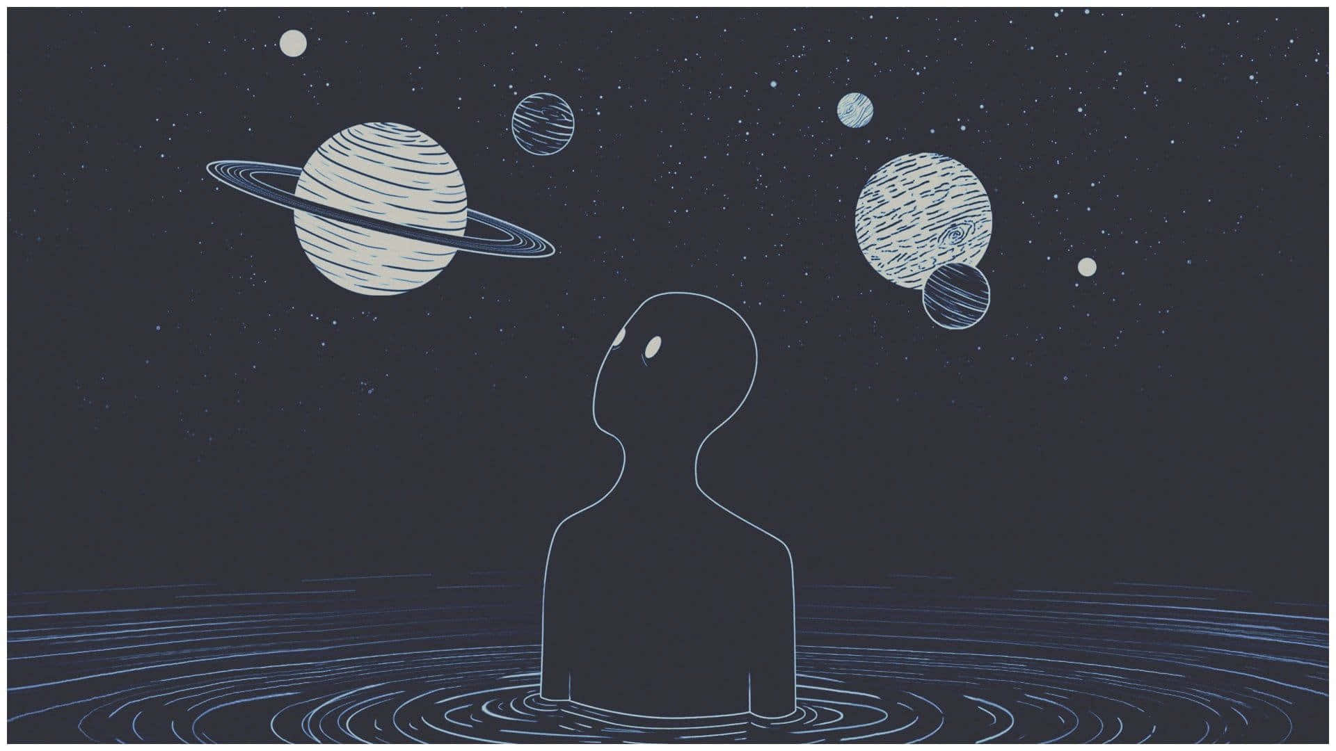 宁静湖泊上的绝美夜空 壁紙