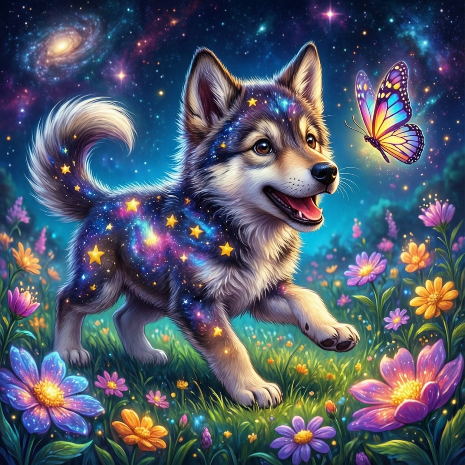 宇宙小狗嬉戏 壁紙