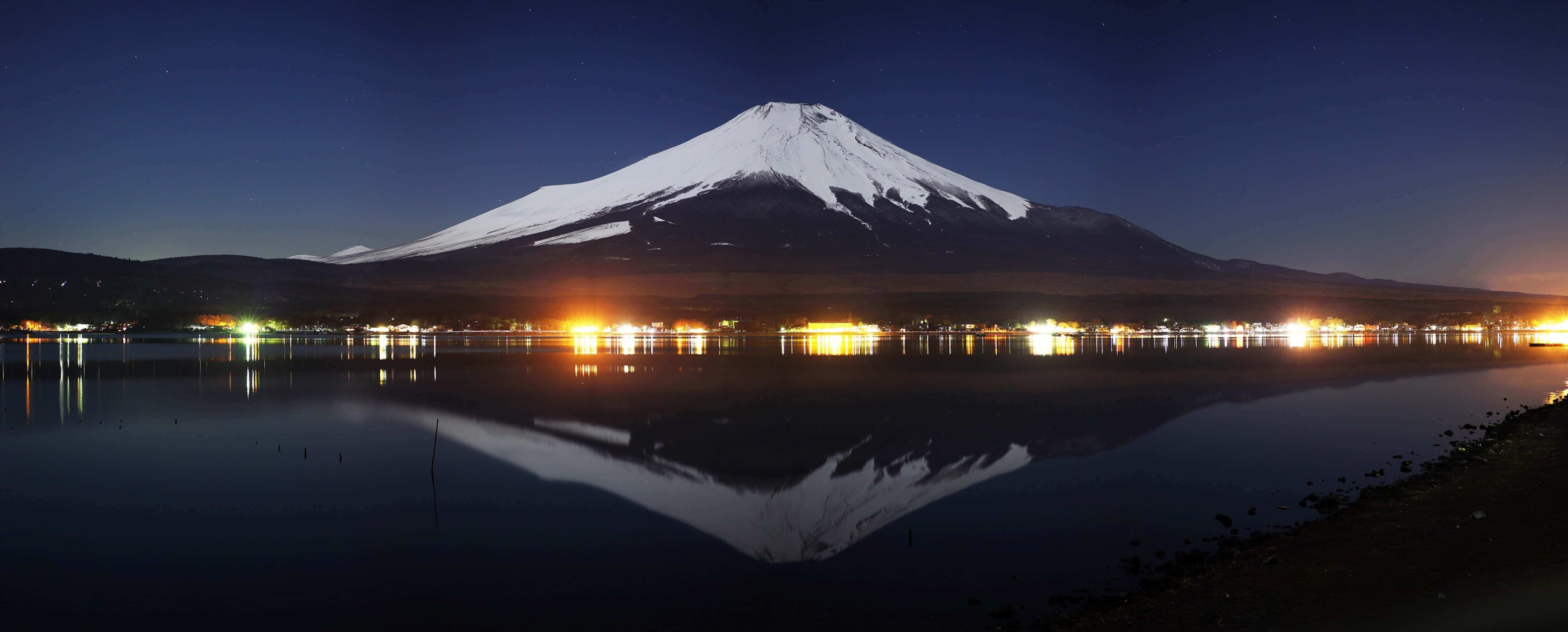 富士山酷炫双屏壁纸 壁紙