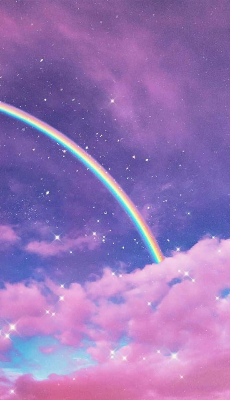 寧靜天空中絢麗的彩虹。 壁紙
