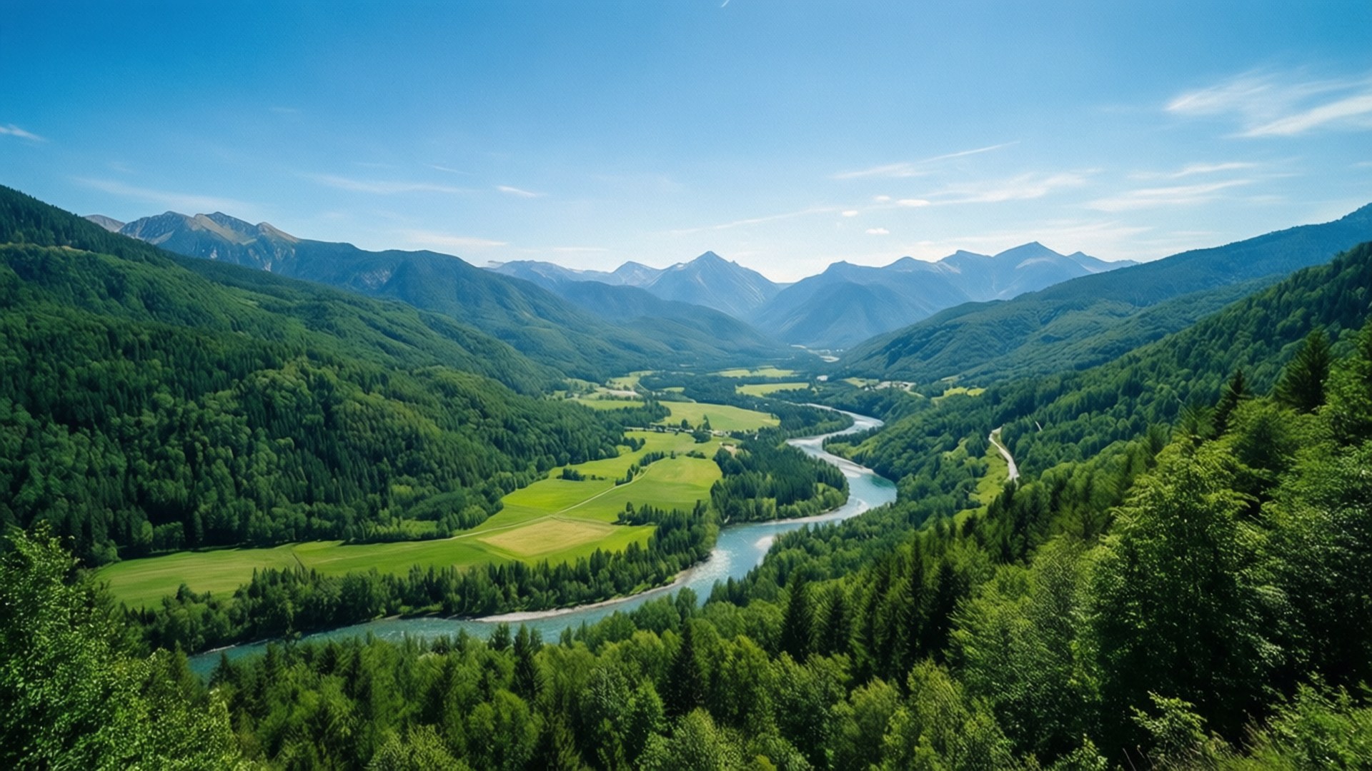 寧靜山谷全景 壁紙