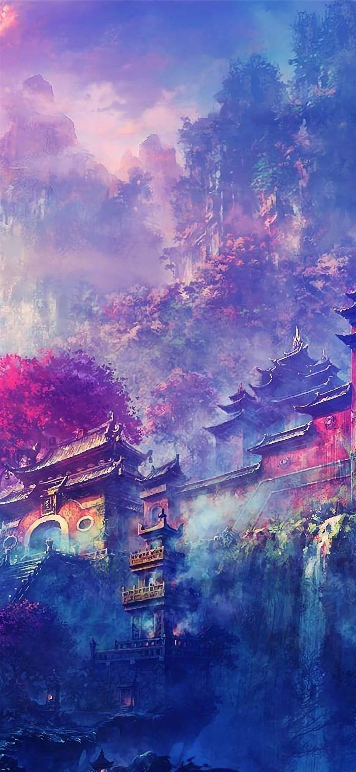 寺廟紫調動漫美學 壁紙