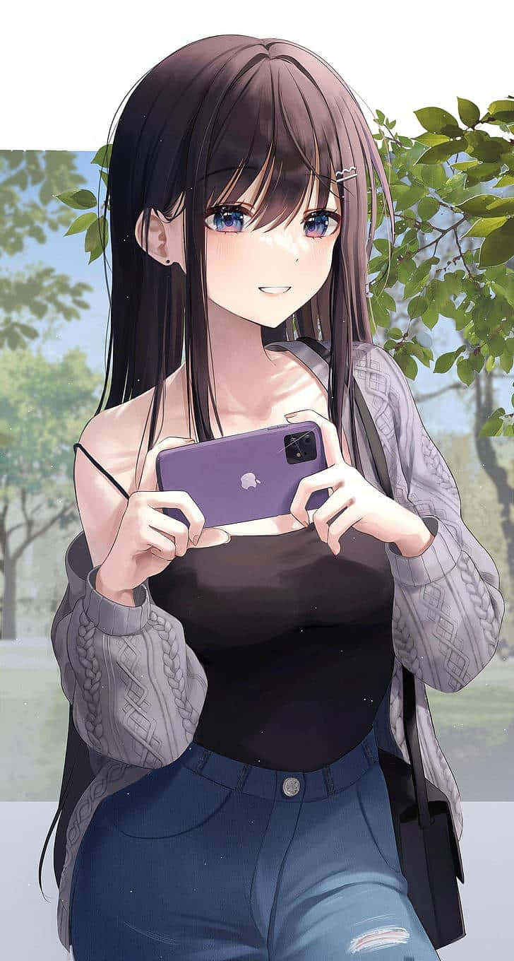 小小動漫女孩向世界打招呼 壁紙