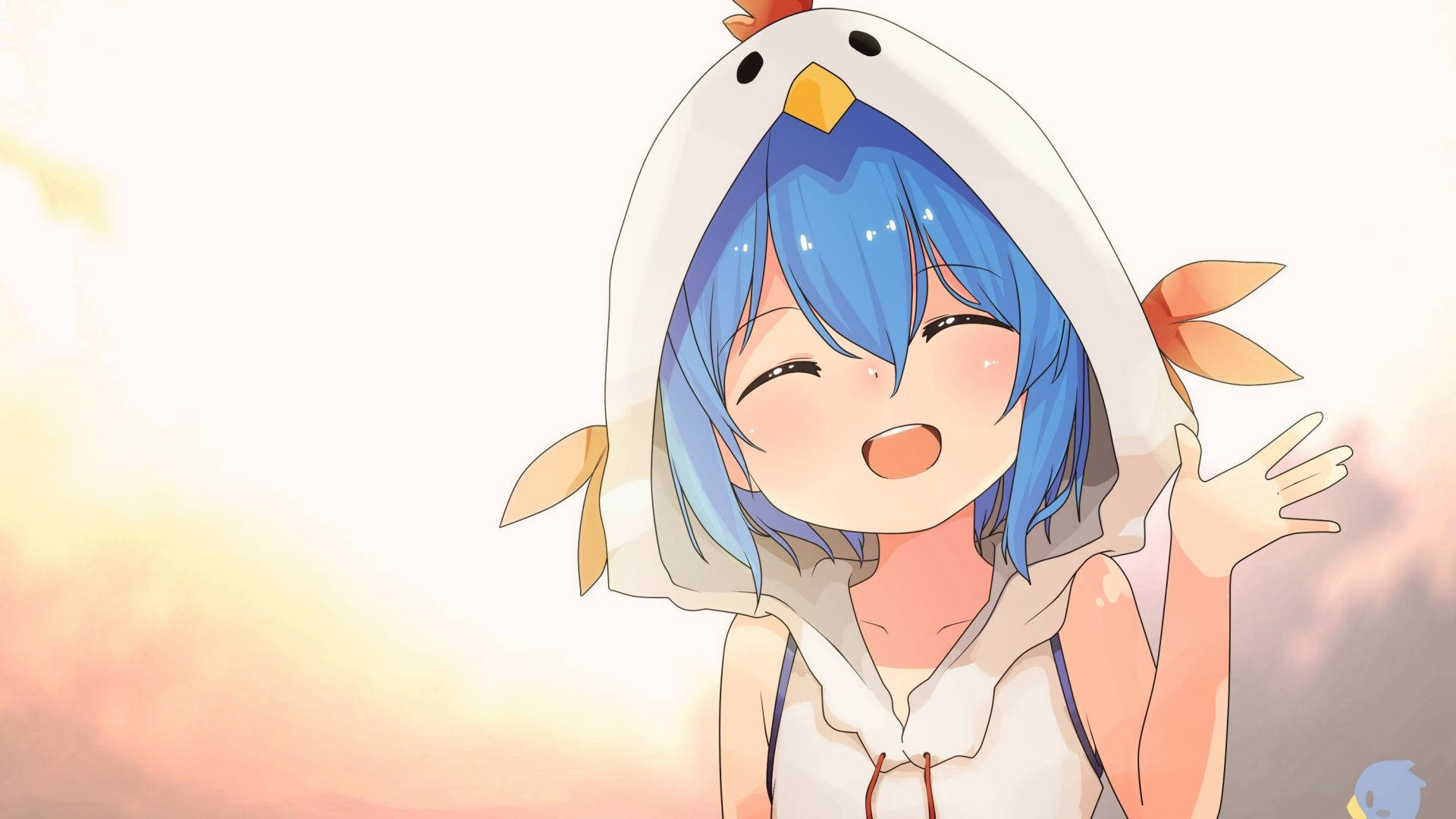 小鸡动漫女孩连帽外套 壁紙