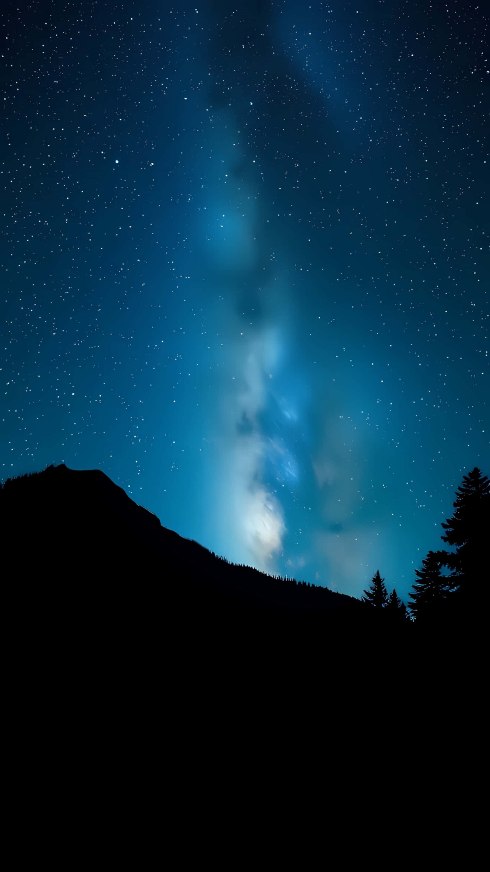 山巒剪影上的星空夜空 壁紙