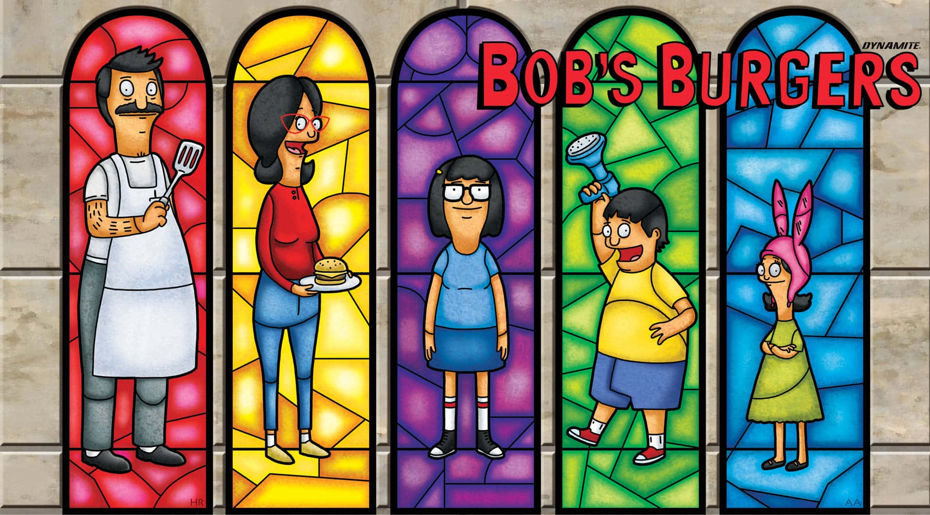 彩繪玻璃窗藝術 Bob's Burgers 背景 壁紙
