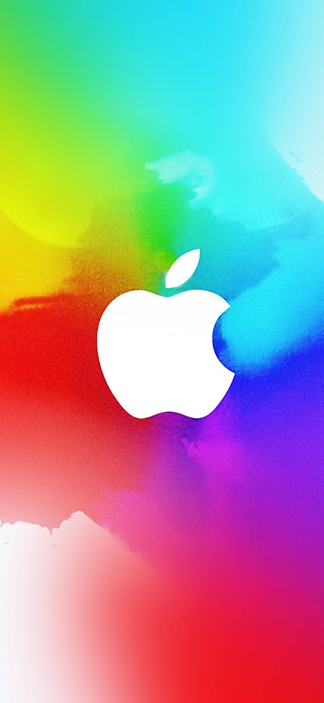 彩虹白色苹果标志iPhone壁纸 壁紙