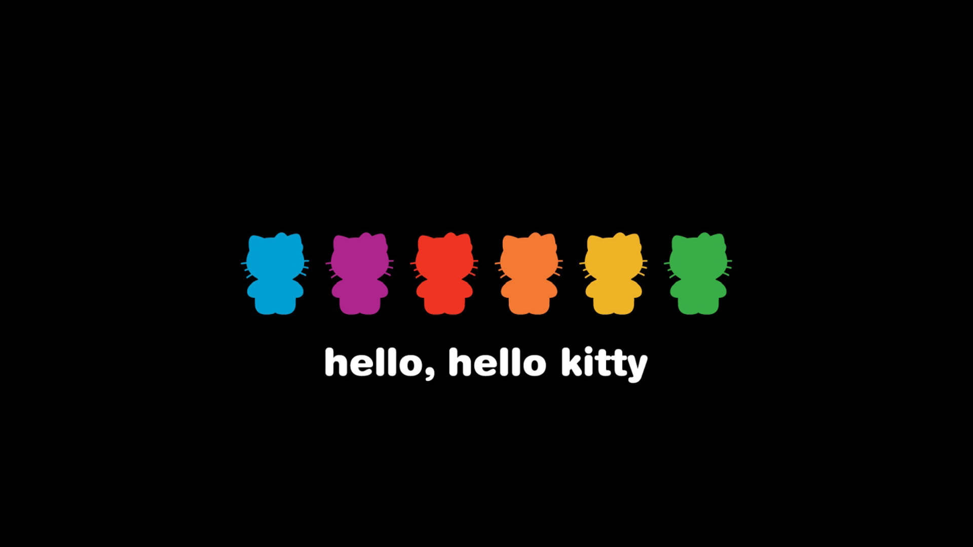 彩虹黑底Hello Kitty 壁紙